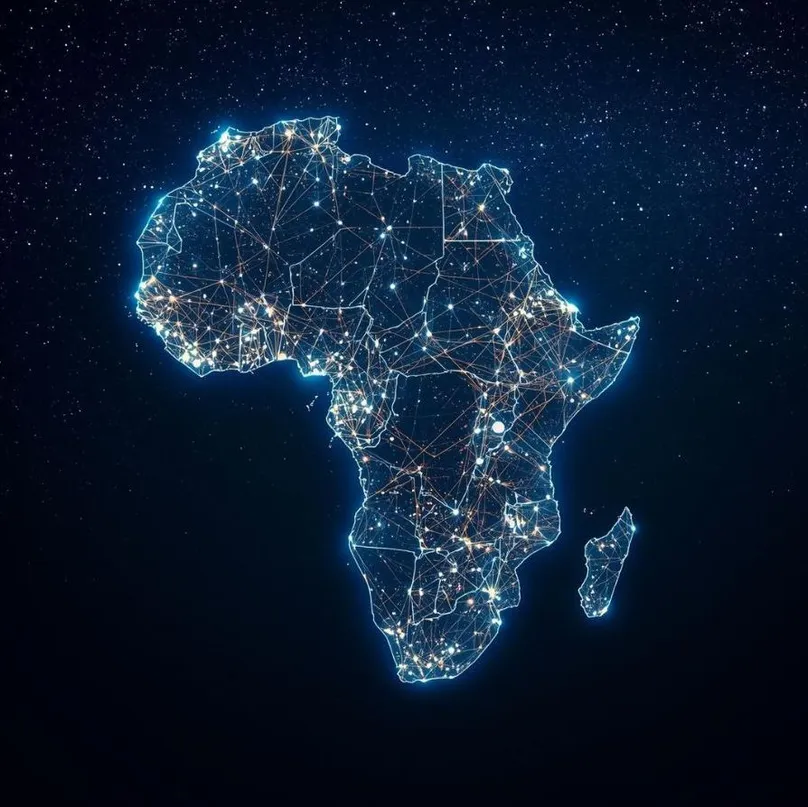 African continent in lights