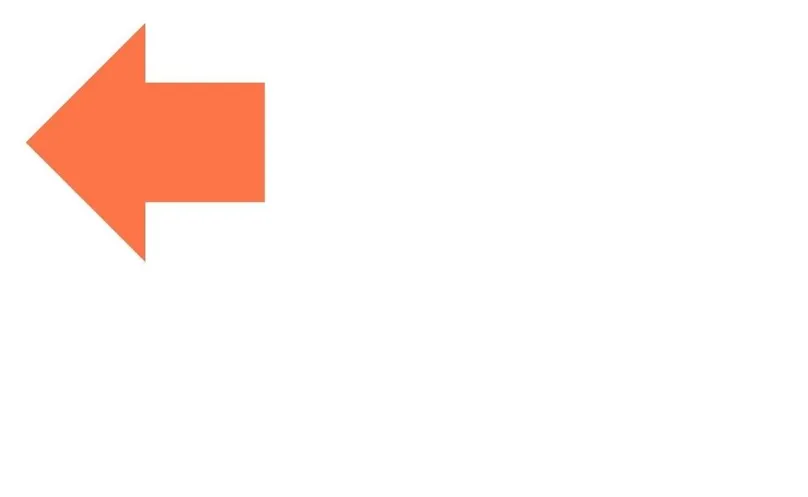 Orange arrow pointing left on white background