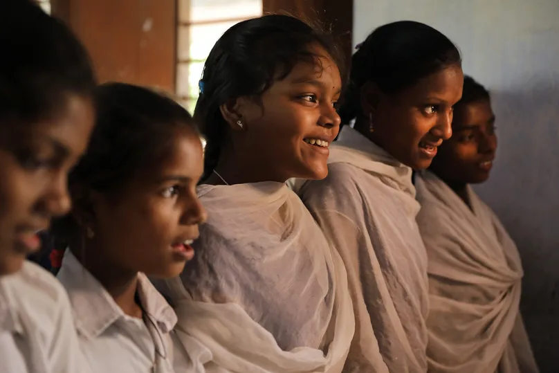 Eighth grade sStudents in a mathematics class at Middle School Keoti Balak. Teachers at the school deliver CorStone's Youth First program, an integrated emotional resilience and health curriculum for grades 6 to 8. Youth First is a unique intervention that helps children build their resiliency, improve self-efficacy, and develop social-emotional intelligence; this work prepares them for additional programs in adolescent sexual and reproductive health. Research indicates that sStudents in the Youth First program have higher levels of social, emotional, educational, and mental well-being. Teachers report better and more friendly relationship with sStudents, sStudents ask more questions during academic classes, and share their problems with teachers more frequently. Girls especially show increased motivation and focus on academics, which is critical for marginalized populations.